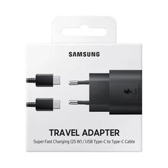 Samsung USB-C Charger + USB-C to USB-C Kabel, Black, 25W (EP-TA800XBEGWW) | Blister Packaging